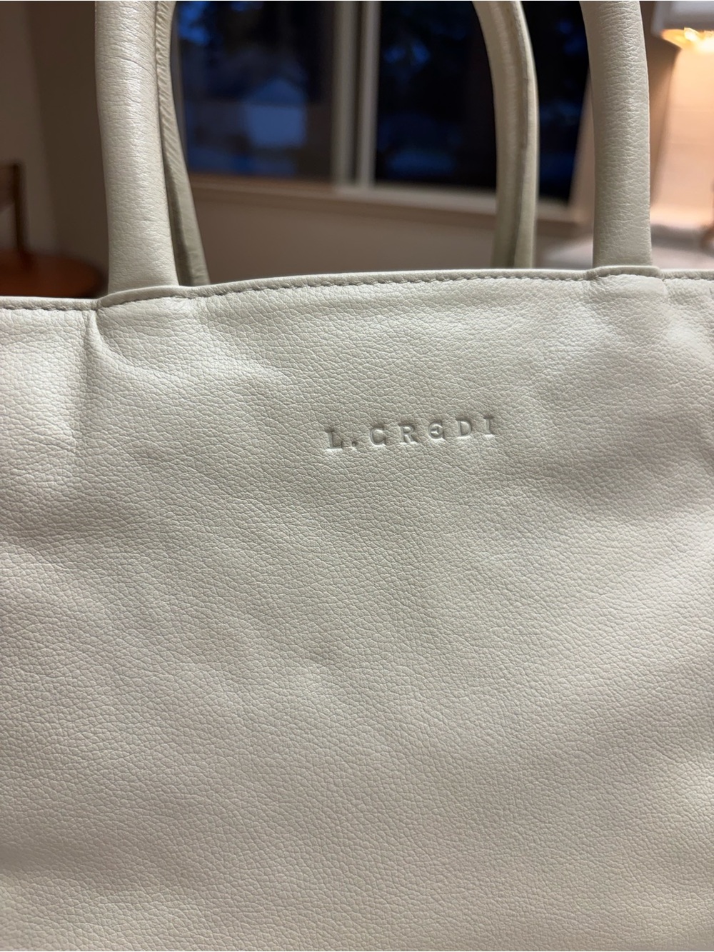 L. Credi Ivory Leather Tote Bag Made In Italy Vera Pelle Cream Handbag - Picture 2 of 8